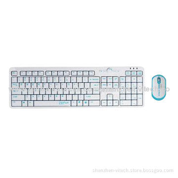 2.4GHz Wireless Mouse and Keyboard Combo with 104 Standard Keys, Fulfill FCC, RoHS Marks